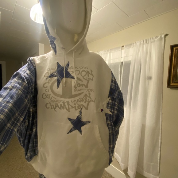 Upcycled Champion one-of-a-kind Dallas Cowboys thematic hoodie - Picture 2 of 5